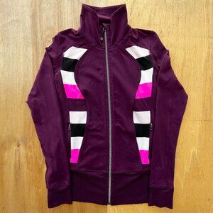 LULULEMON ASANA JACKET WOMEN’S sz 4 Plum Striped Full Zip Running Gym